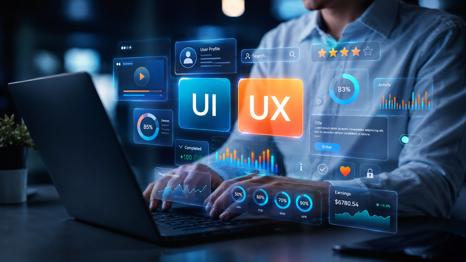 Professionelles Webdesign – moderne Website Gestaltung am Laptop