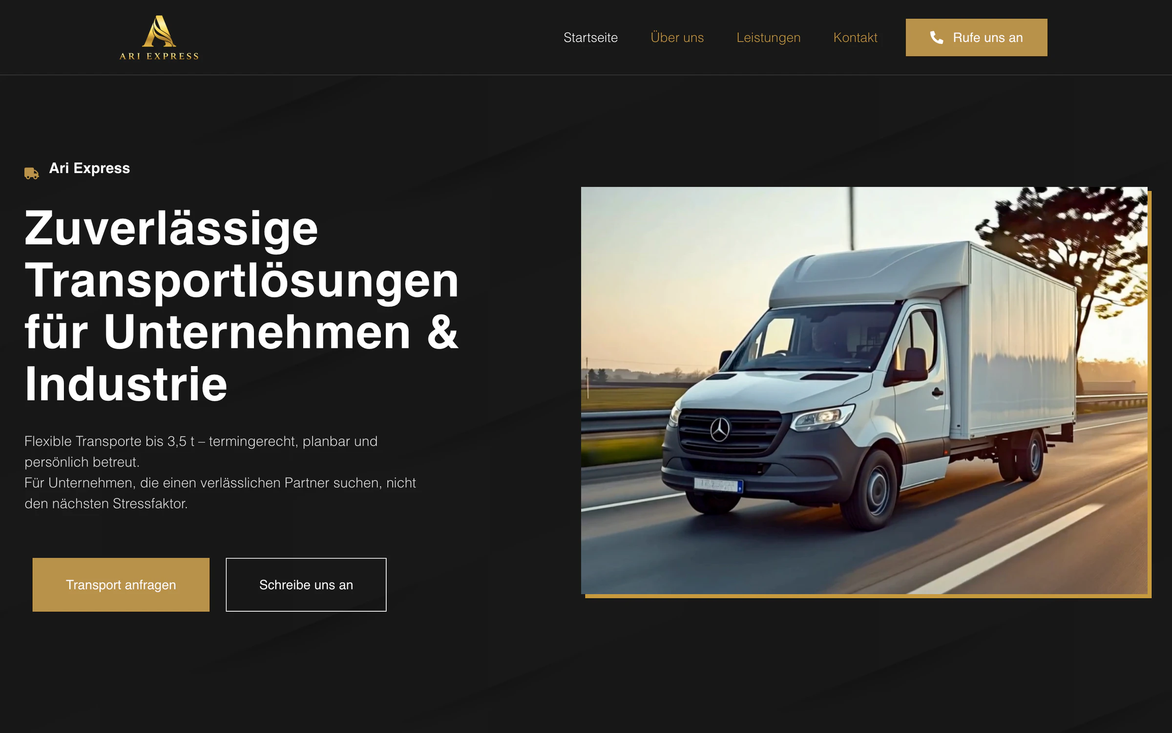 Website von Ari Express am Computer