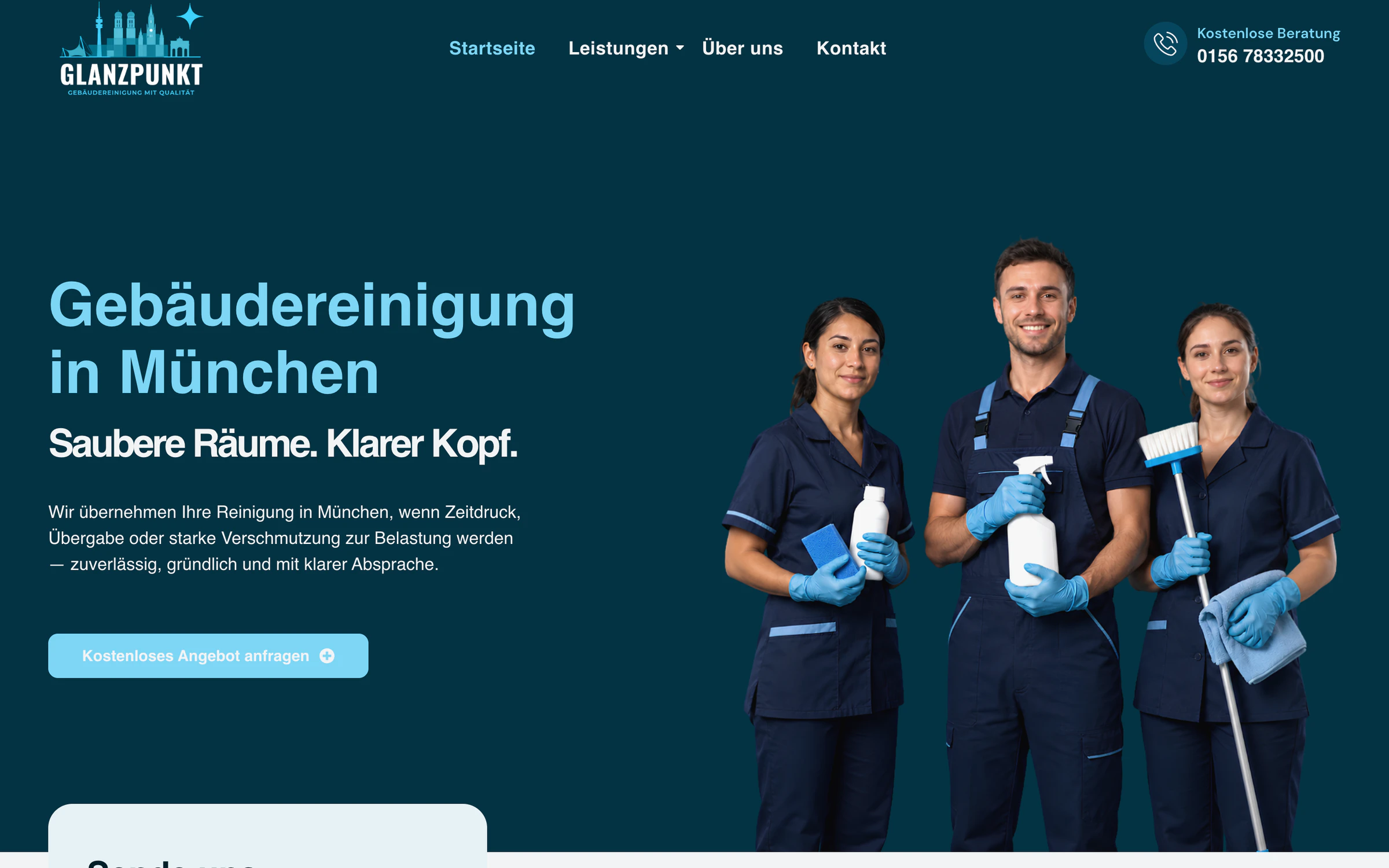 Website von Glanzpunkt Gebäudereinigung am Computer
