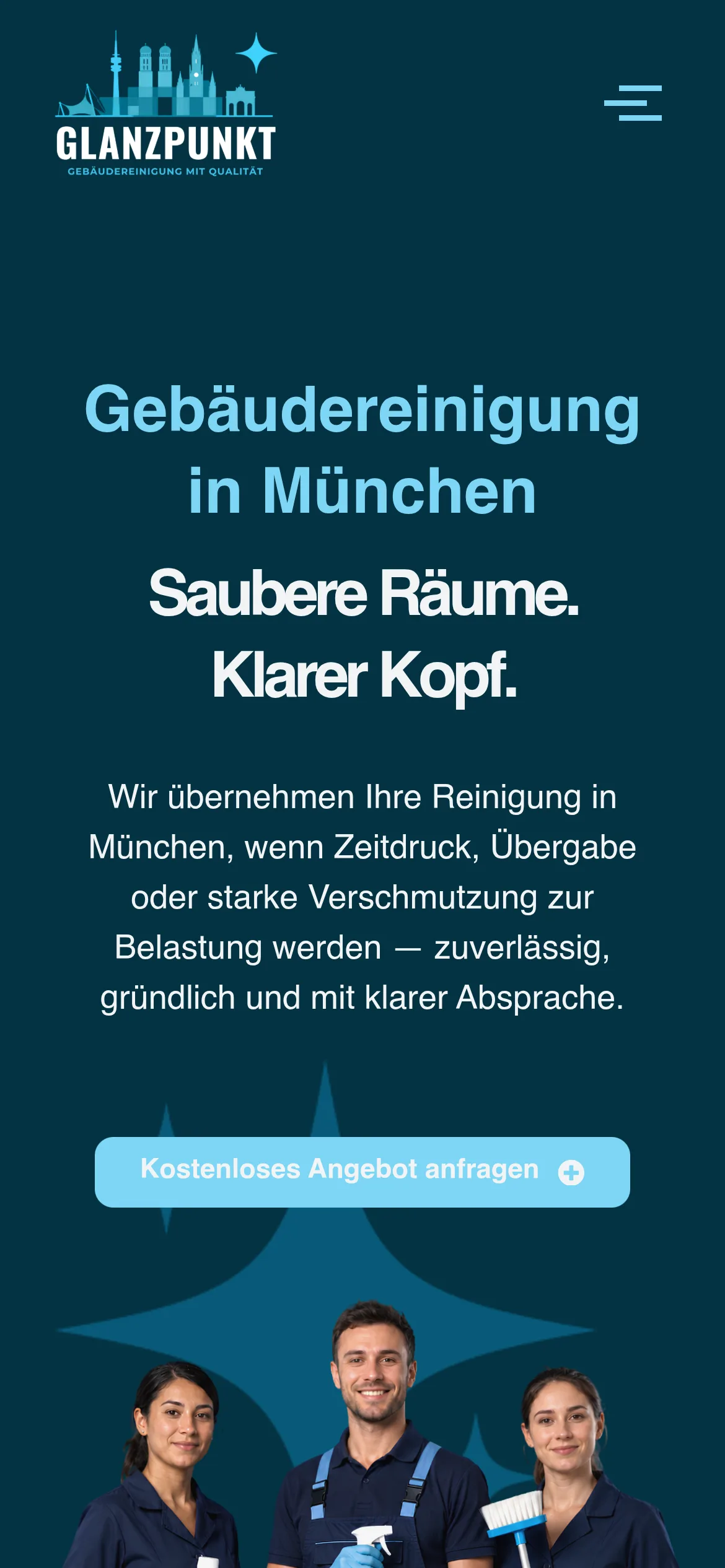 Website von Glanzpunkt Gebäudereinigung auf dem Handy