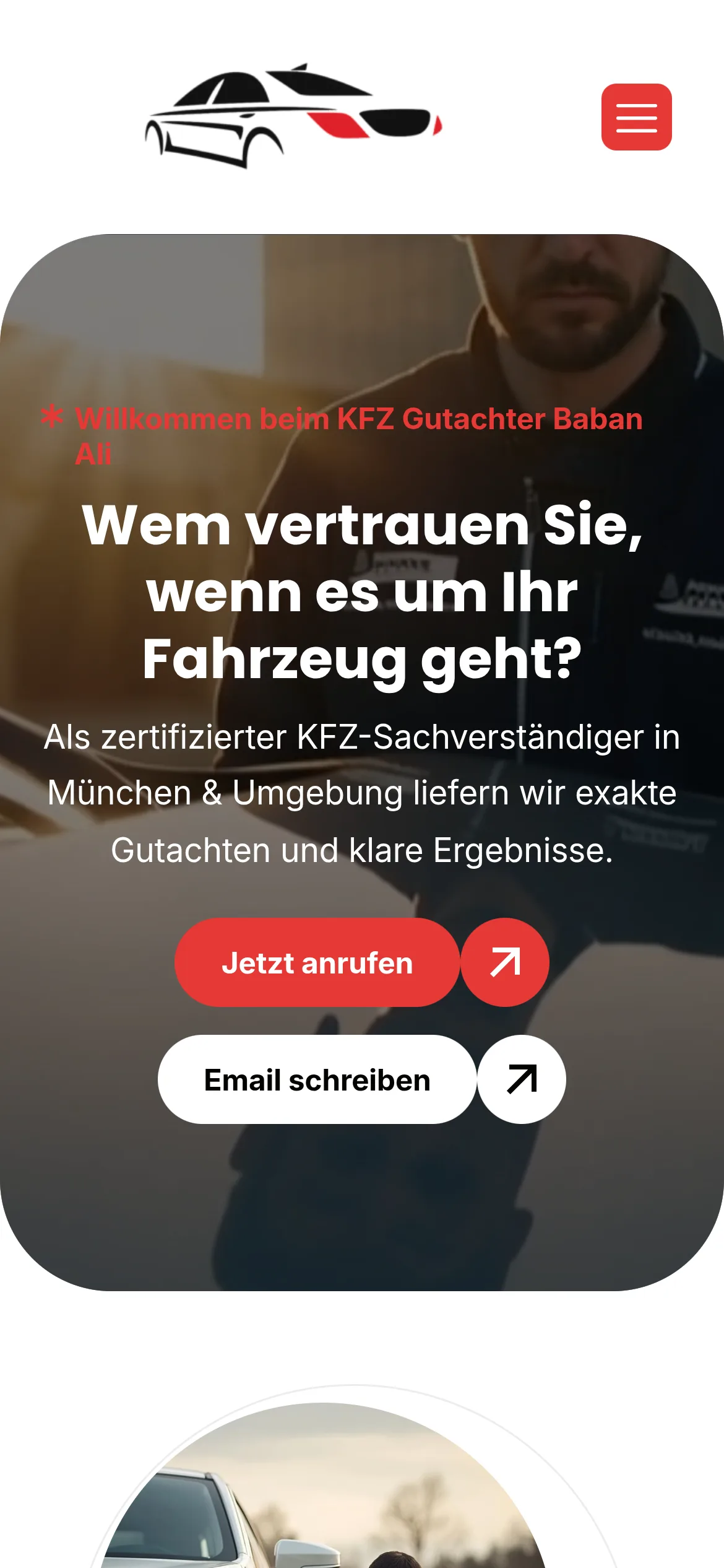 Website von KFZ-Sachverständigenbüro Baban Ali auf dem Handy