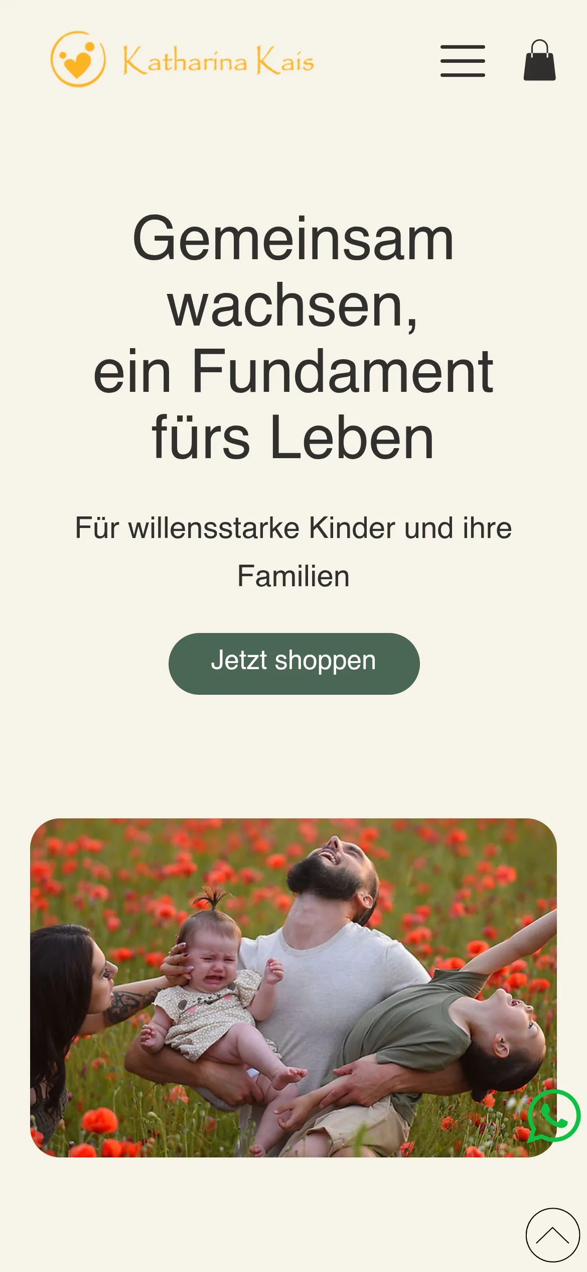 Website von Katharina Kais auf dem Handy