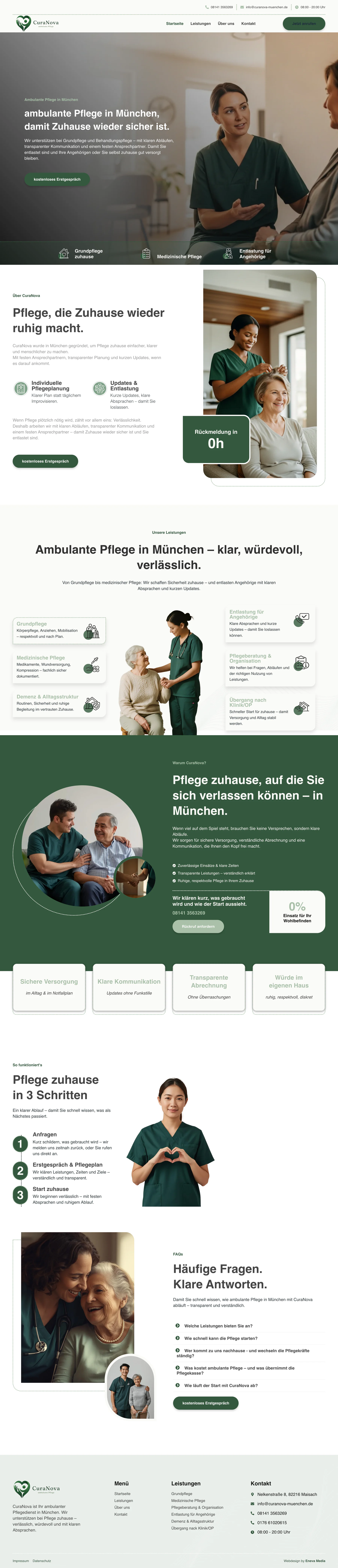 Die komplette Startseite von CuraNova
