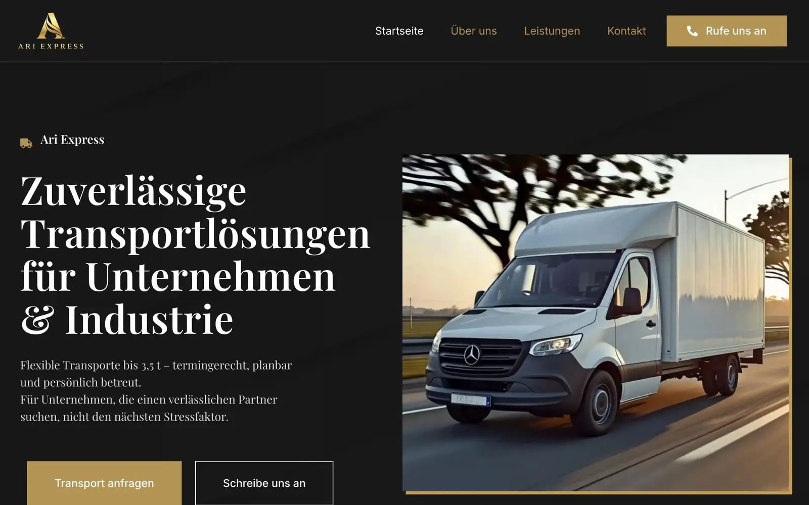 Website von Ari Express am Computer